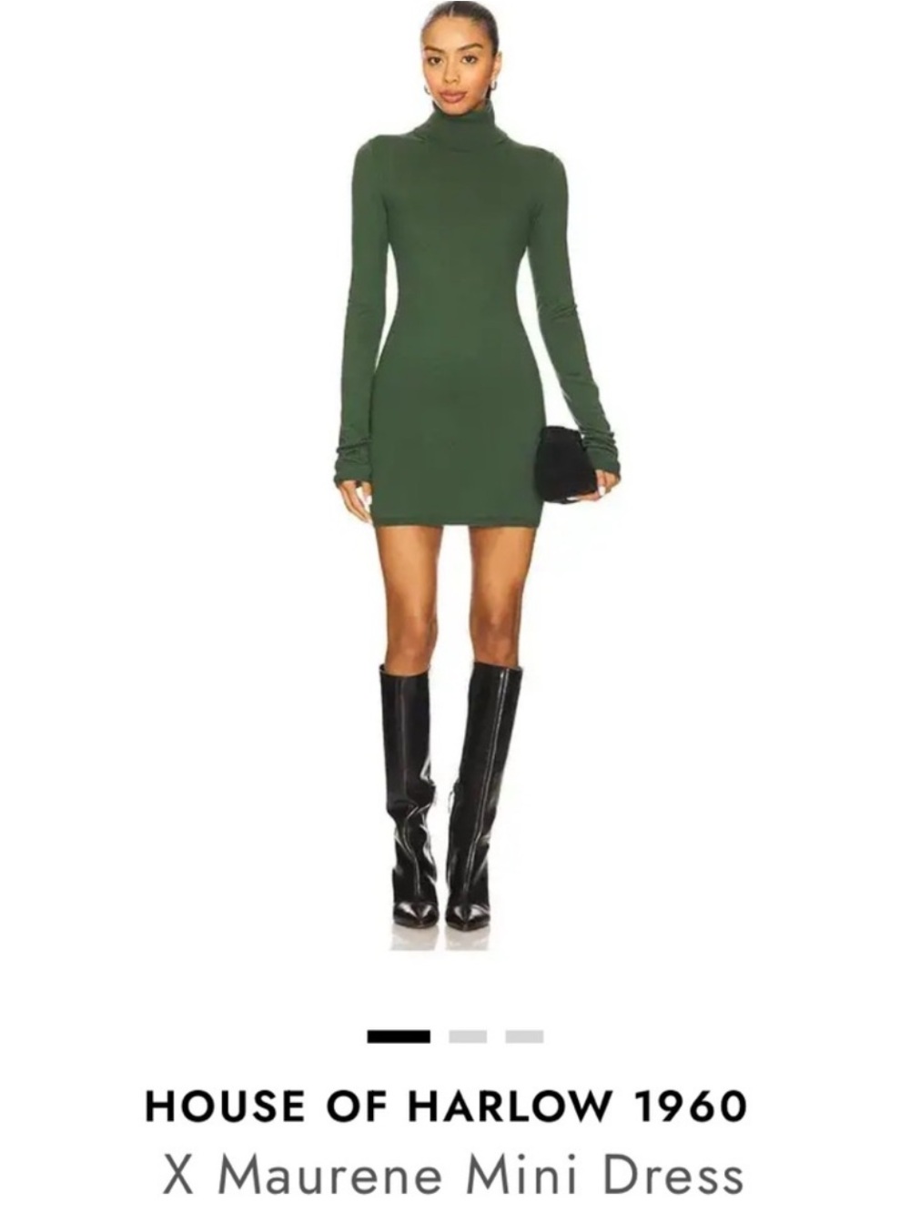 House of Harlow 1960 Olive Green Turtleneck Mini Dress